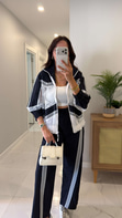 Flors Lacivert Beyaz Dantelli Ceket Pantolon Takım