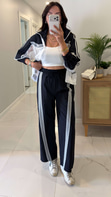 Flors Lacivert Beyaz Dantelli Ceket Pantolon Takım