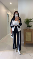 Flors Lacivert Beyaz Dantelli Ceket Pantolon Takım