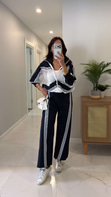 Flors Lacivert Beyaz Dantelli Ceket Pantolon Takım