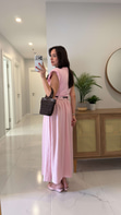 Folksy Pembe Vatkalı Kemerli Elbise