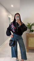 Fross Siyah Nakışlı Sweat