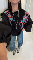 Fross Siyah Nakışlı Sweat
