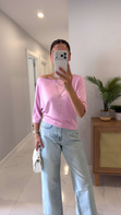 Ginda Pembe Kayık Yaka Modal Tişört