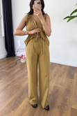 Gisa Hardal Lastik Detaylı Bluz Pantolon Takım