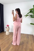 Gisa Pembe Lastik Detaylı Bluz Pantolon Takım
