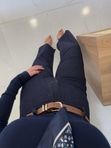 Gita Dark Blue Kemerli Kesik Paça Straight Jean