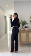 Gita Dark Blue Kemerli Kesik Paça Straight Jean