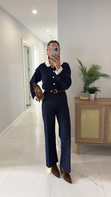 Gita Dark Blue Nubuk Kemerli Kesik Paça Straight Jean
