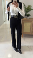 Gita Siyah Kemerli Kesik Paça Straight Jean