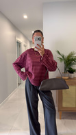 Goille Pembe Mor Çizgili Sweat