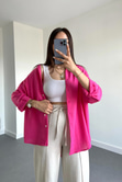 Pembe Oysho Model Keten Gömlek
