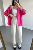 Pembe Oysho Model Keten Gömlek