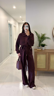 Gonisa Bordo Kemerli Hırka Pantolon Takım