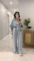 Gustra Mavi Denim Gömlek Pantolon Takım