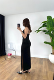 Helan Siyah Askılı Drape Elbise
