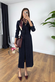 Helsi Dark Blue Gizli Düğmeli Maxi Elbise