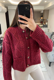 Mng Bordo Düğmeli Hırka