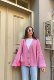 Pembe Düğmeli Hırka