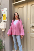 Pembe Düğmeli Hırka