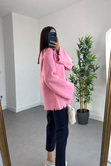 Pembe Yırtık Detaylı Tasarım Hırka