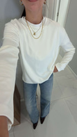 Hisna Beyaz Uzun Kollu Basic Sweat