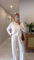 Hisna Beyaz Uzun Kollu Basic Sweat