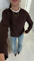 Hisna Kahve Uzun Kollu Basic Sweat