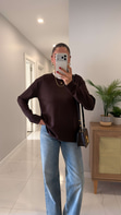 Hisna Kahve Uzun Kollu Basic Sweat