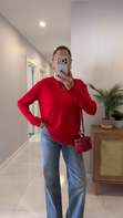 Hisna Kırmızı Uzun Kollu Basic Sweat