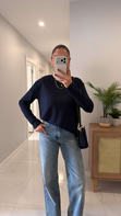 Hisna Lacivert Uzun Kollu Basic Sweat