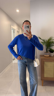 Hisna Mavi Uzun Kollu Basic Sweat