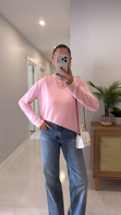 Hisna Pembe Uzun Kollu Basic Sweat