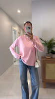 Hisna Pembe Uzun Kollu Basic Sweat