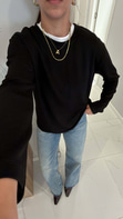Hisna Siyah Uzun Kollu Basic Sweat