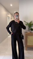 Hisna Siyah Uzun Kollu Basic Sweat