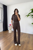 Holly Kahve Fitilli Baskılı Pantolon Takım