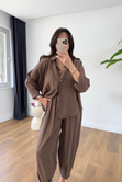 Hunas Kahve Premium Pantolon Gömlek Takım