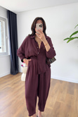 Hunas Mürdüm Premium Pantolon Gömlek Takım