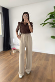 Jenisa Ekru Çımalı Pantolon