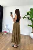 Jenla Olive Premium Kırışık Etek