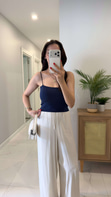 Jeran Lacivert İp Askılı Crop