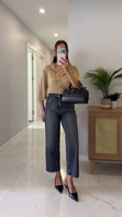 Joset Antrasit Kemerli Mom Jean