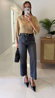 Joset Antrasit Kemerli Mom Jean