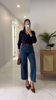 Joset Lacivert Kemerli Mom Jean