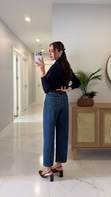 Joset Lacivert Kemerli Mom Jean