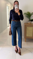 Joset Lacivert Kemerli Mom Jean