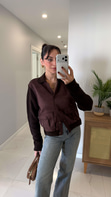 Jufres Kahve Premium Garnili Triko Detaylı Ceket