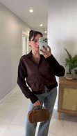 Jufres Kahve Premium Garnili Triko Detaylı Ceket
