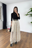 Jusla Ekru Dantelli Maxi Etek